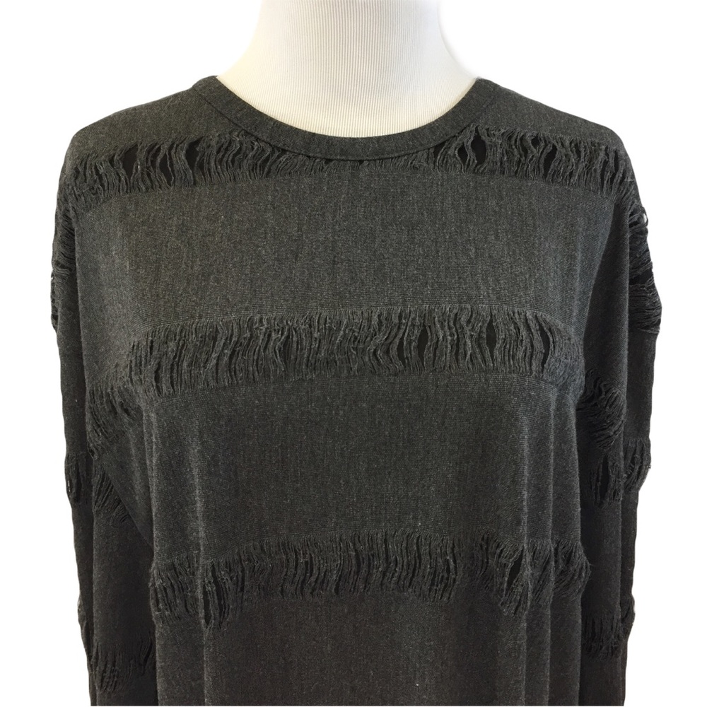 Zara W/B  grey fringed tunic sweater dress Goth Rock Metal S